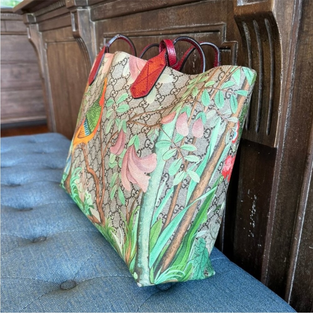 Gucci Multicolor Bird Print Tote - Picture 3 of 16
